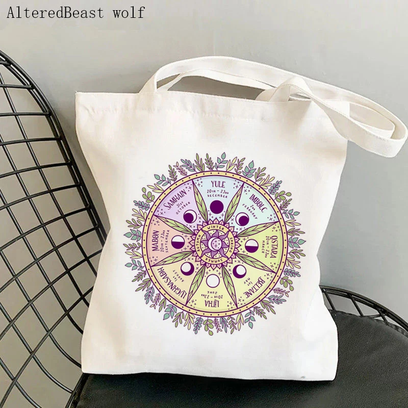Женская сумка на плечо WITCH Wheel of the Year magic Tarot Card witchy Canvas Bag Harajuku Shopper женская |