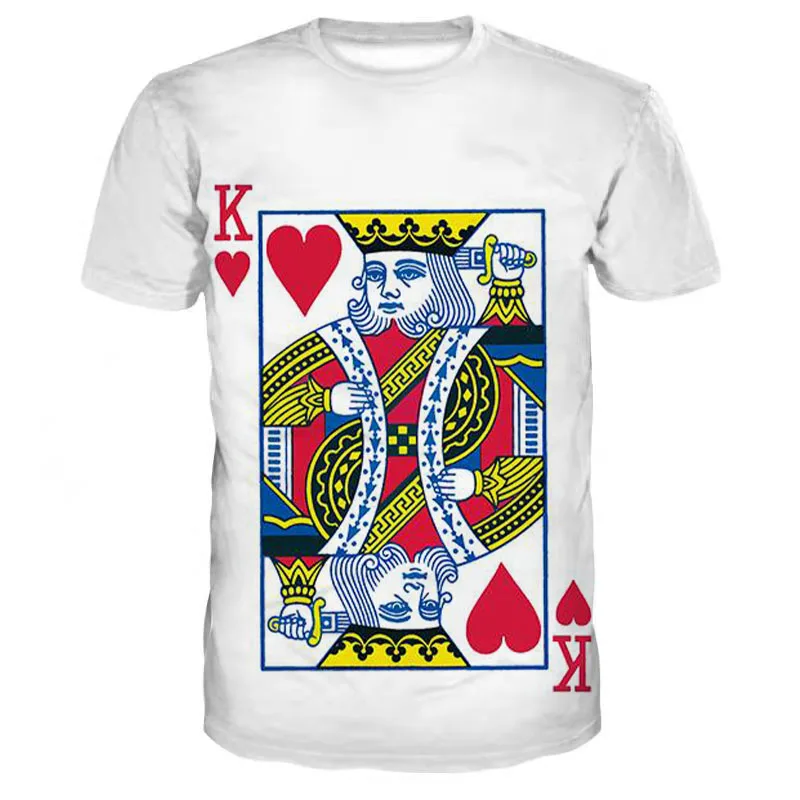 Oversized 3D Card Print T Shirt Red Star K Poker Harajuku Streetwear Cozy Men Women T Shirts