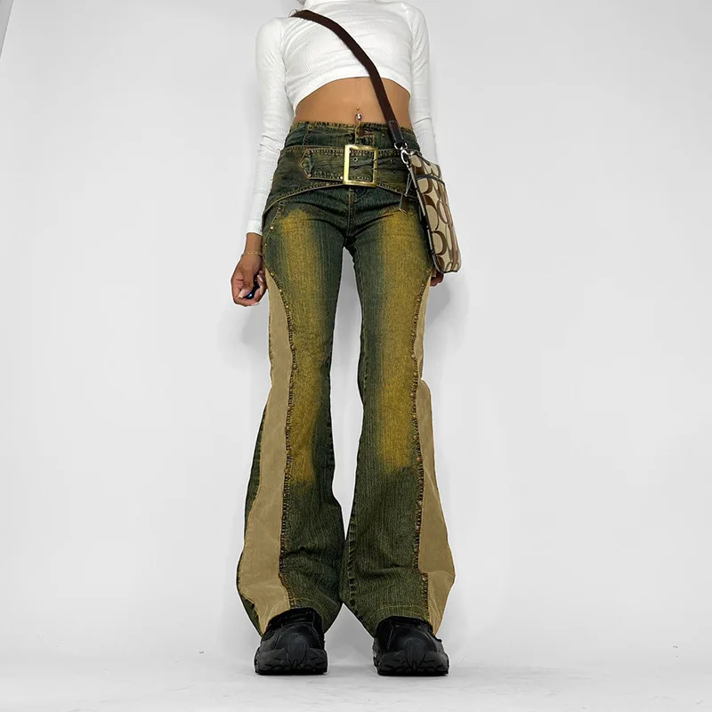 

Джинсы женские потертые с низкой посадкой, повседневные облегающие брюки-карго из денима, уличная одежда в американском стиле