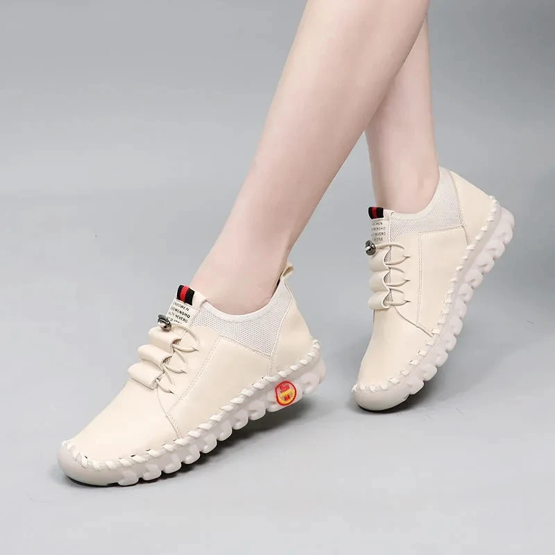 Luxury Thick Cushion Sole Sneakers Women Pleated Oxford Flats 2023 Platform Casual Loafers Women Leather Soft Sole Moccasins