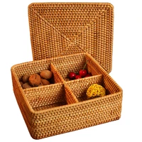 large capacity snack dried fruit storage box household rattan holiday desktop candy melon seed basket with lid