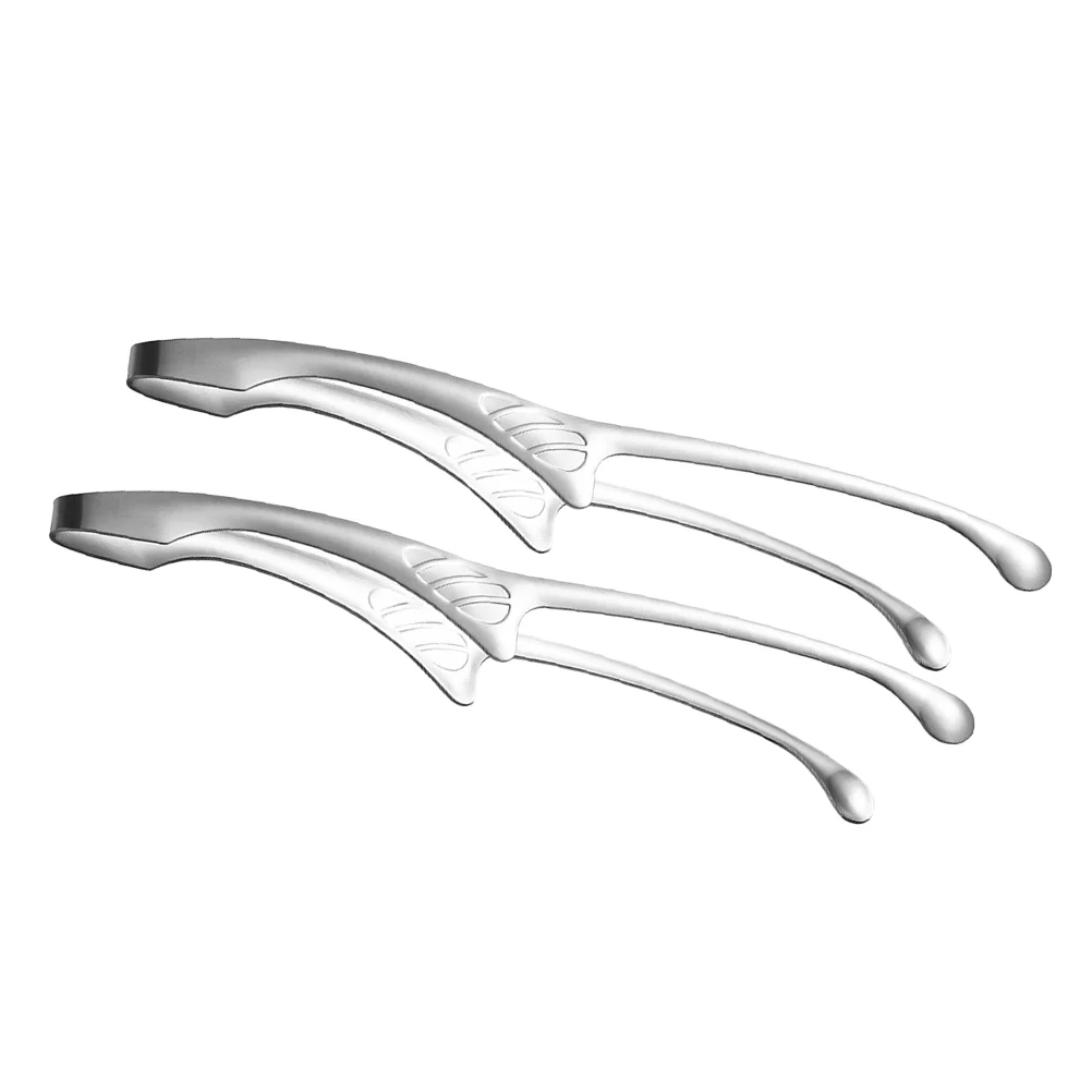 

2 Pcs Barbecue Tongs Turner Spatula Toaster Tongs Food Pickles Tong Non- Slip Cooking Tong Stainless Steel Frying Tongs