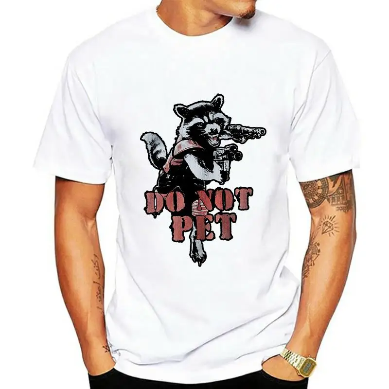 

Футболка мужская хлопковая с короткими рукавами, Повседневная летняя рубашка с принтом «DO Not PET», ракета енот