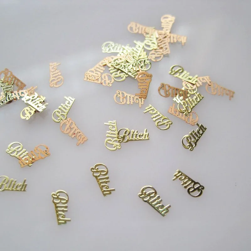 

Bitch Fcuk Metallic Nail Sequins Brone Back 3D Nail Art Slice Decoration Manicure Tool pack of 100pcs