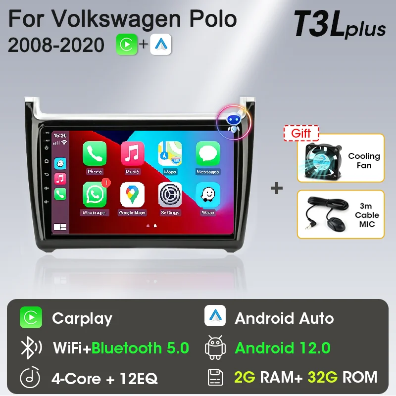 

Автомагнитола на Android 12 для Volkswagen VW polo 5 Седан 2008 - 2020 мультимедийный плеер стерео GPS DVD 2 Din головное устройство 4G