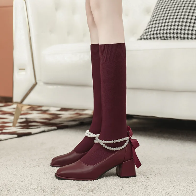 

Женские резиновые сапоги-женская зимняя обувь, привлекательные сапоги до середины икры на высоком каблуке, роскошные дизайнерские дождевы...