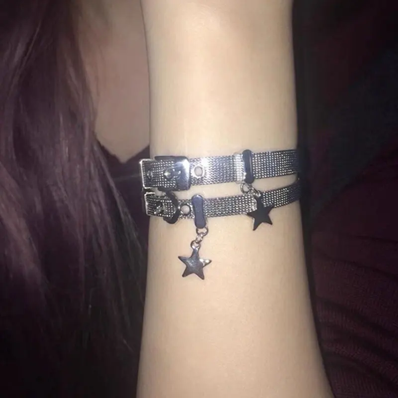

Y2K Harajuku Star Charms Titanium Steel Belt Bracelets Bangles for Women Egirl Punk Cool Pentagram Bracelet On Hand New Jewelry
