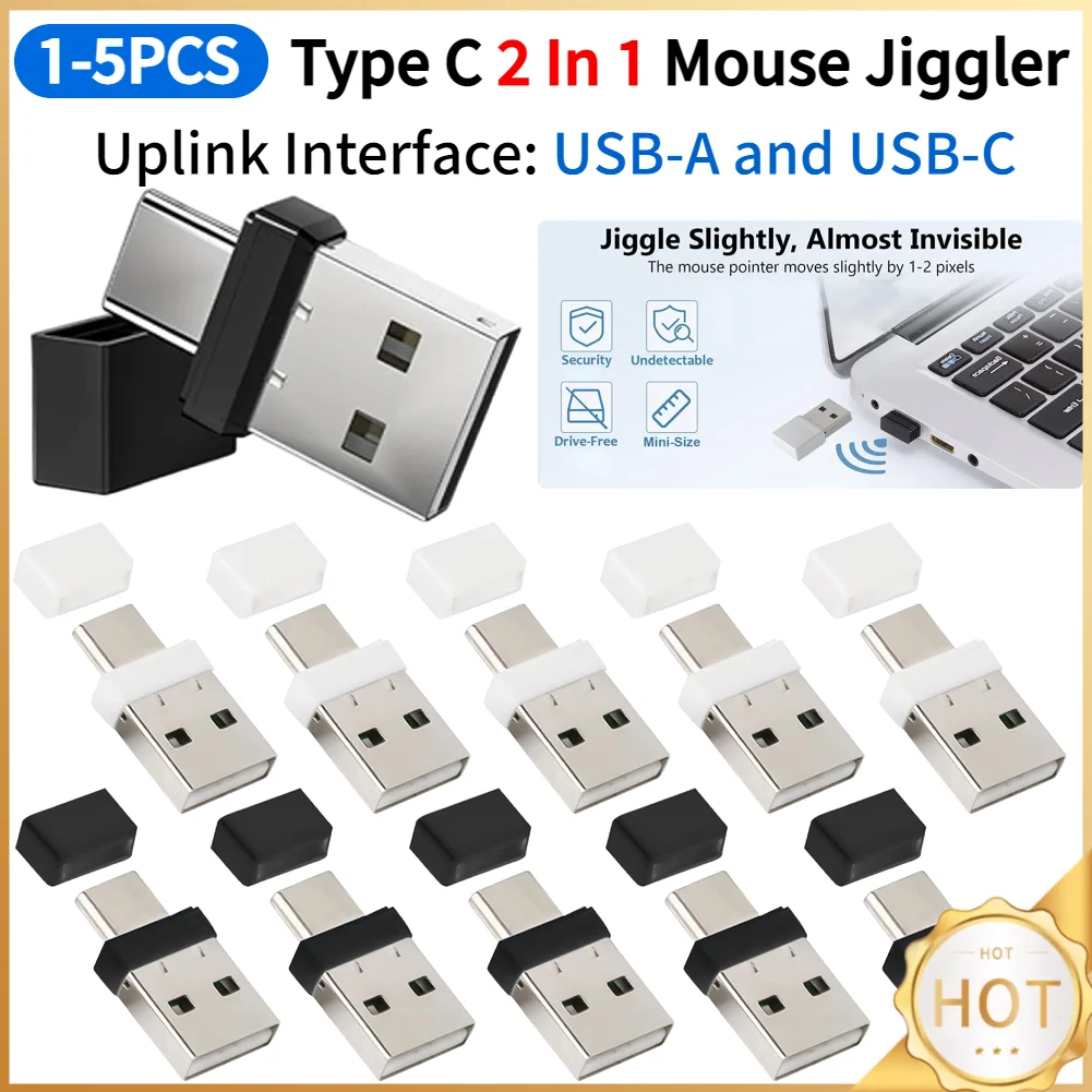 Фото USB Type C 2 в 1, незаметный шейкер для мыши, автоматический шейкер для мыши без драйверов, мини-шейкер для мыши для ноутбука, сохраняющий компьютер в режиме ребуса №1