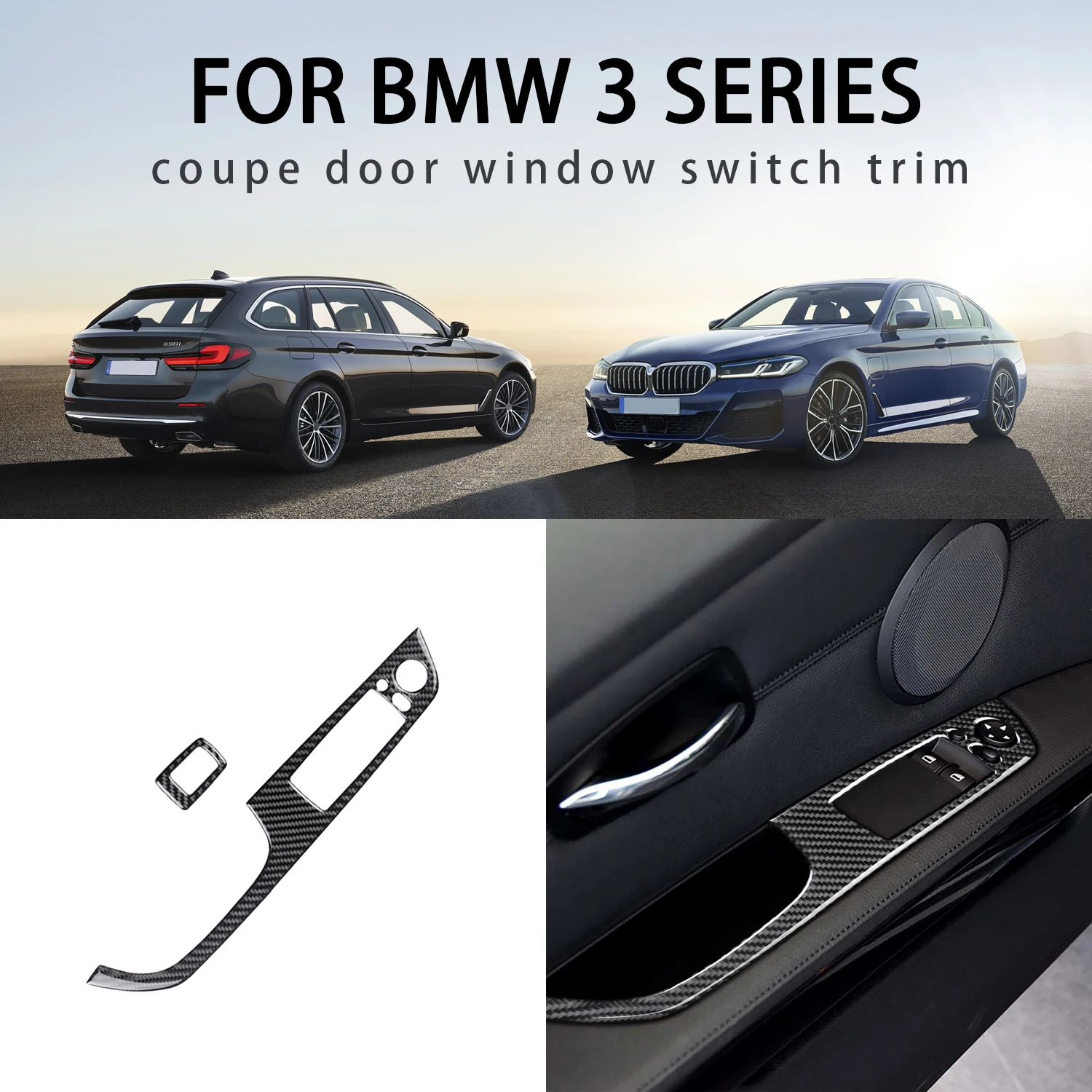 

2Pcs Door Casement Lift Switch Cover Trim For BMW 3 Series E92 Coupe Real Carbon Fiber Door Window Switch Trims