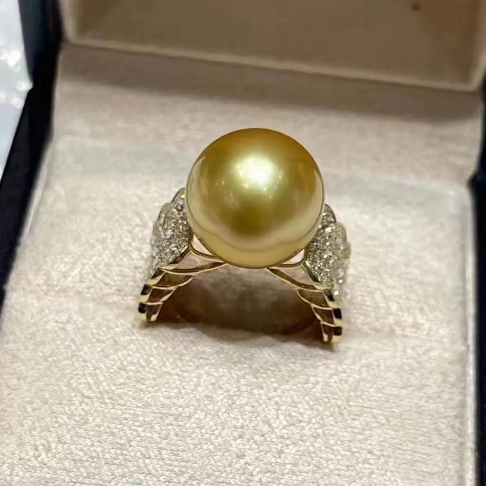 

DIY Pearl Small Accessories S925 Sterling Silver Jewelry Gold Ring Empty Fit 12-14mm Beads