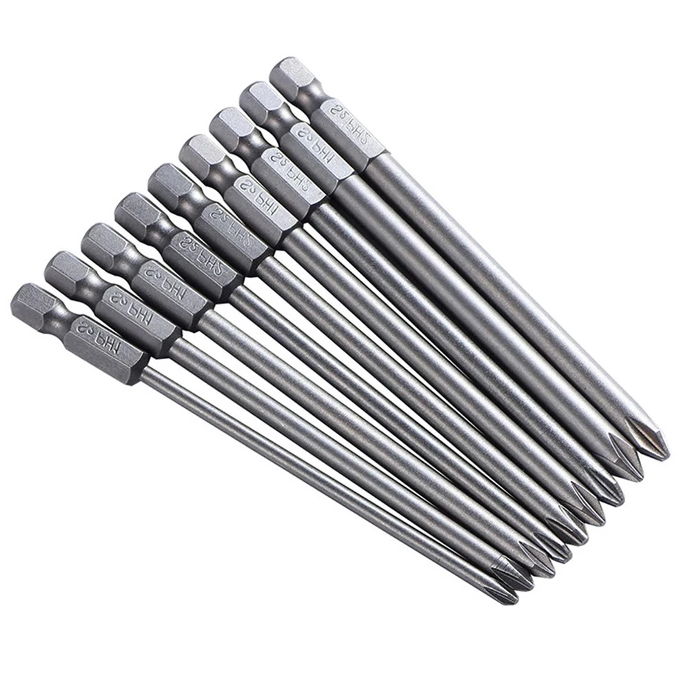

9pcs PH1 PH2 Magnetic Screwdriver Bit S2 Steel 100mm Electric Screw Driver Hex Shank Screwdriver Bits Straight Cross Head Batche