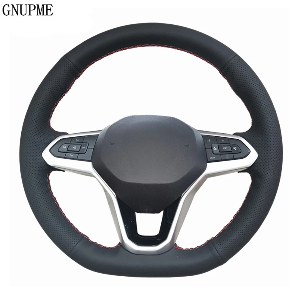 

Черный чехол на руль автомобиля из искусственной кожи для Volkswagen VW Atlas Golf 8 Mk8 Polo Jetta Passat B9 Tiguan 2020-2022