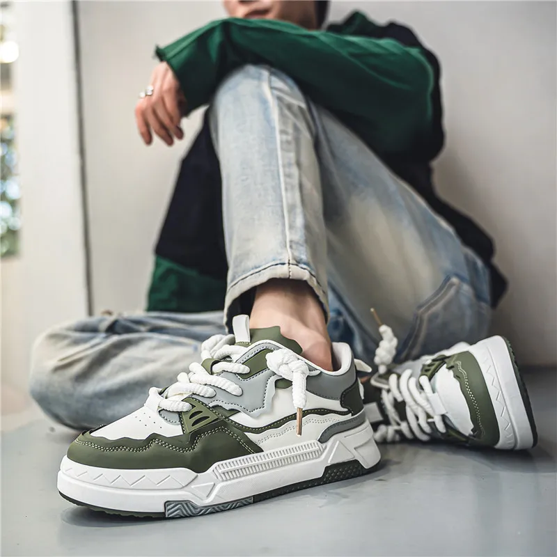 

2023 Men Sneakers Autumn Casual Vintage Korean Style Shoes Men Platform Skateboard Shoes Leisure Sport Lace Up Shoes