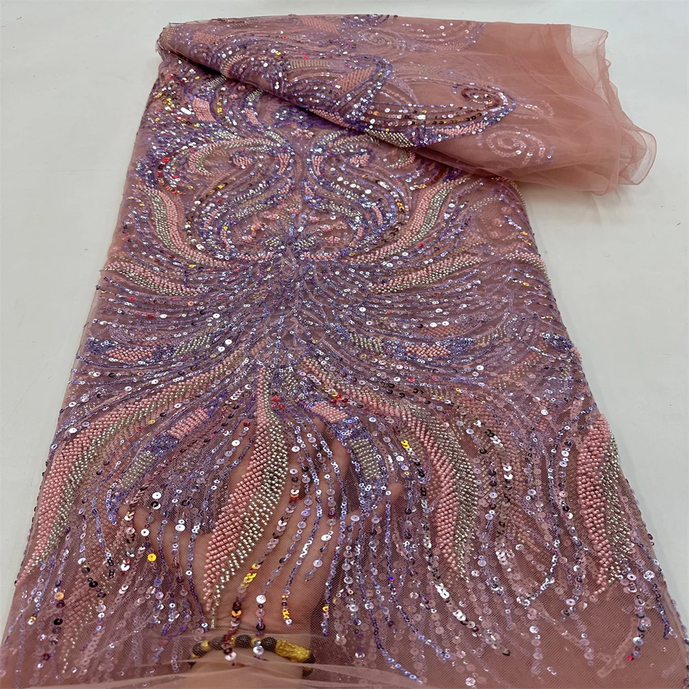 

Горячая Распродажа французская кружевная ткань 2023, Высококачественная африканская кружевная ткань, бусины ручной работы, кружевная ткань для нигерийских свадебных материалов