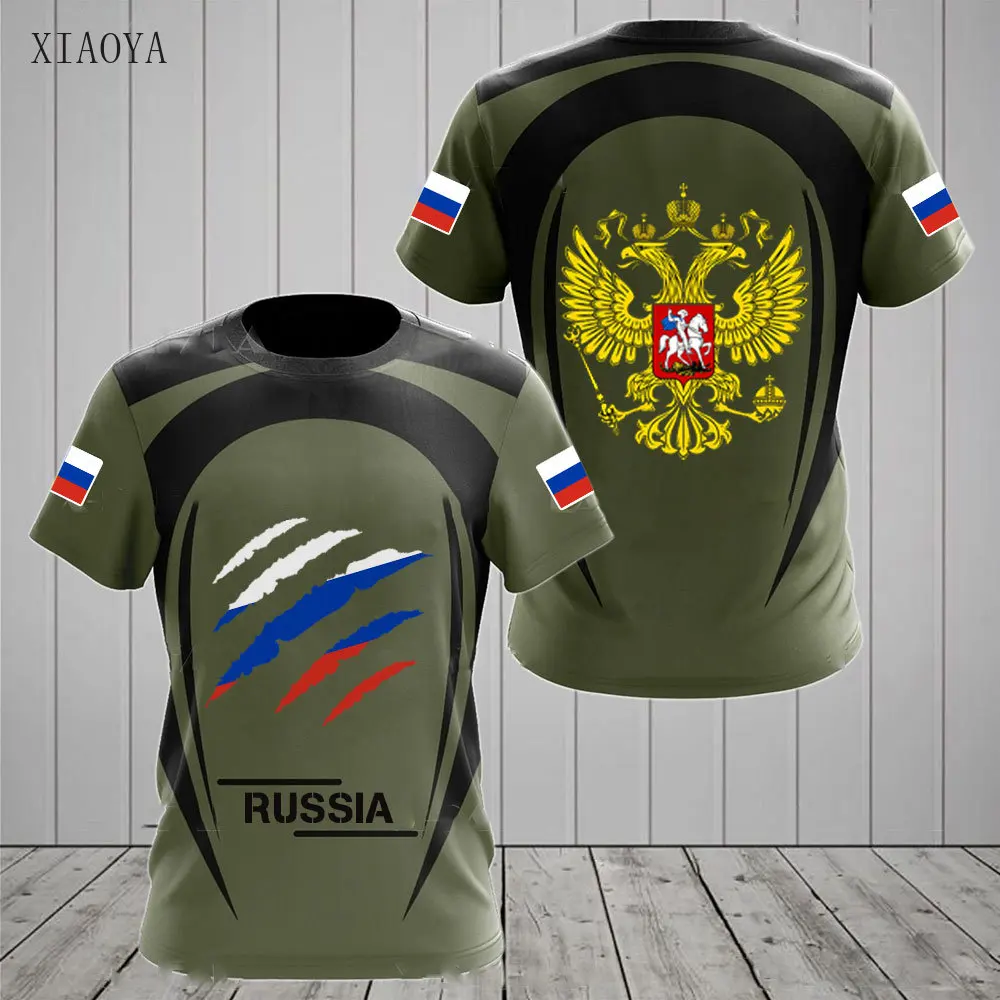

Russian Round Neck Men's T-shirt Russian Flag Printing Casual Daily Short Sleeved Shirt Street Luxury Man Oversized Top T-shirt