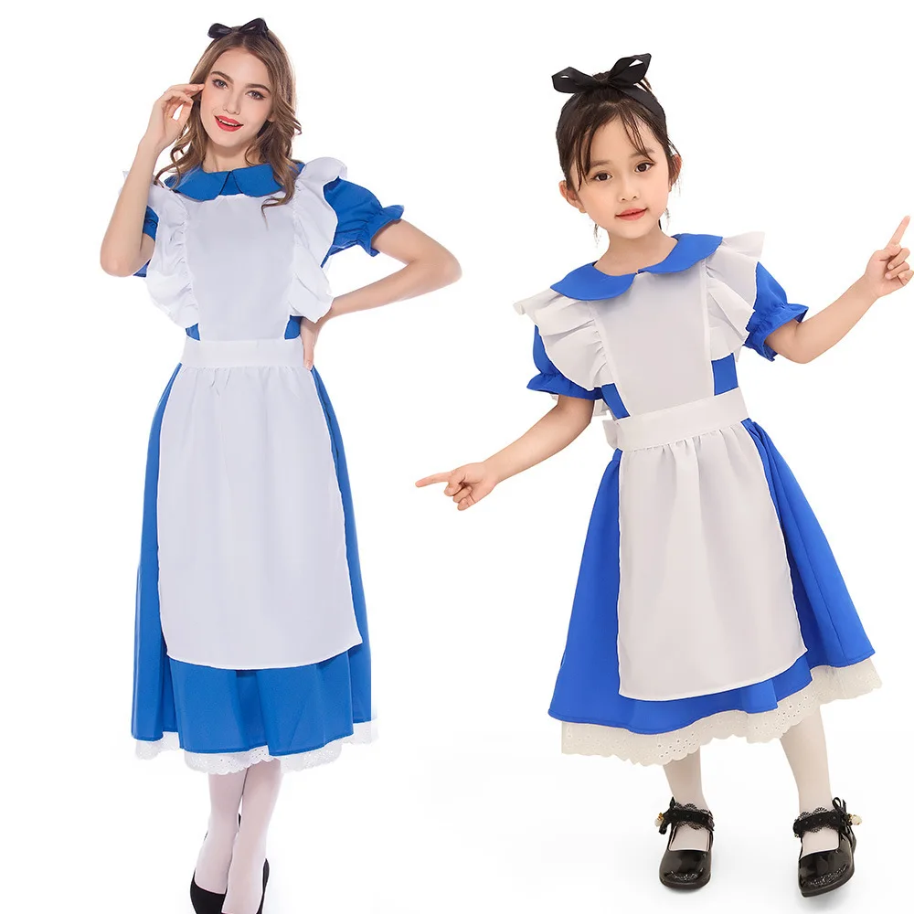 

The New Alice in Wonderland Costumes Blue Parent-child Maid Cosplay Outfit