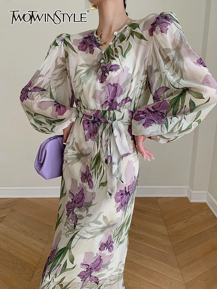 

Женское платье-туника TWOTWINSTYLE, элегантное платье с круглым вырезом, длинным рукавом и высокой талией