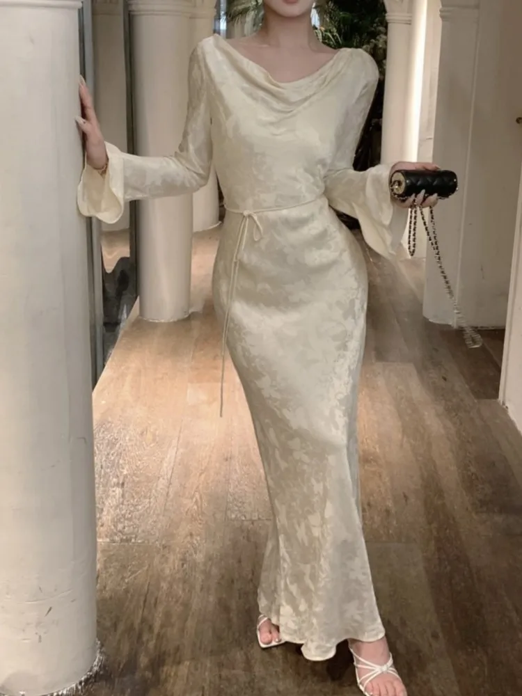 Женское винтажное платье-Русалка элегантное облегающее длинное вечернее платье