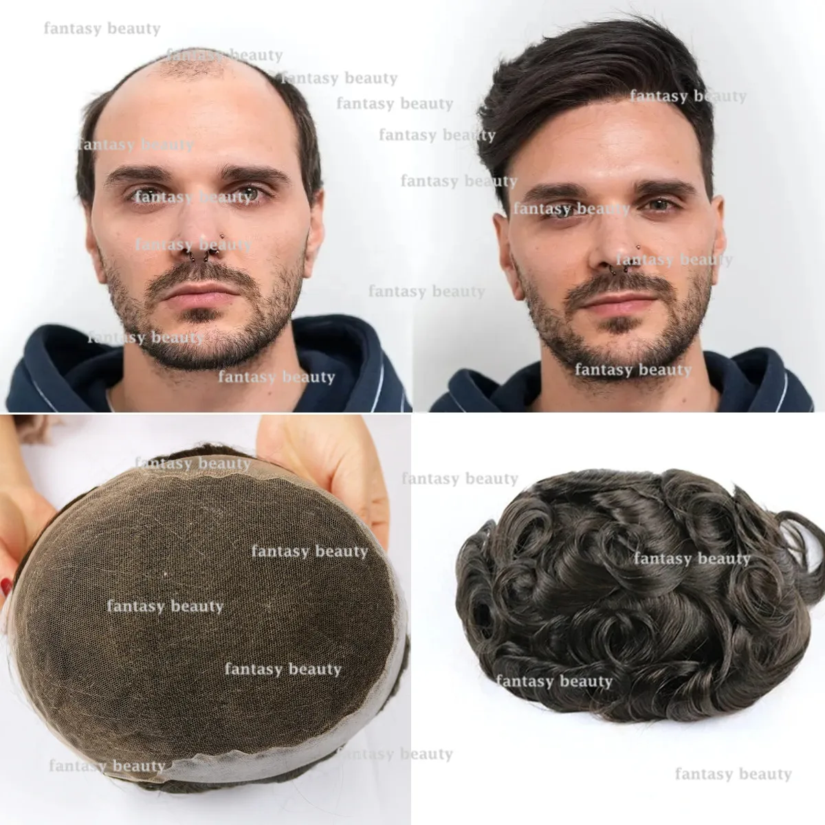 Парик из человеческих волос для мужчин Q6 парик натуральных мужской 100%