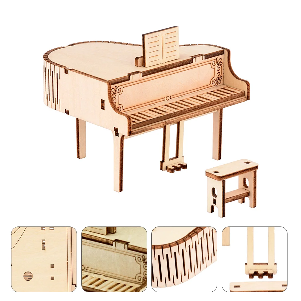 

Wooden Piano Puzzle 3D Toy Assembly Kitbox Model Grand Musical Diy Stem Jigsaw Hands Craft Mechanical Wind Craftskids Brain
