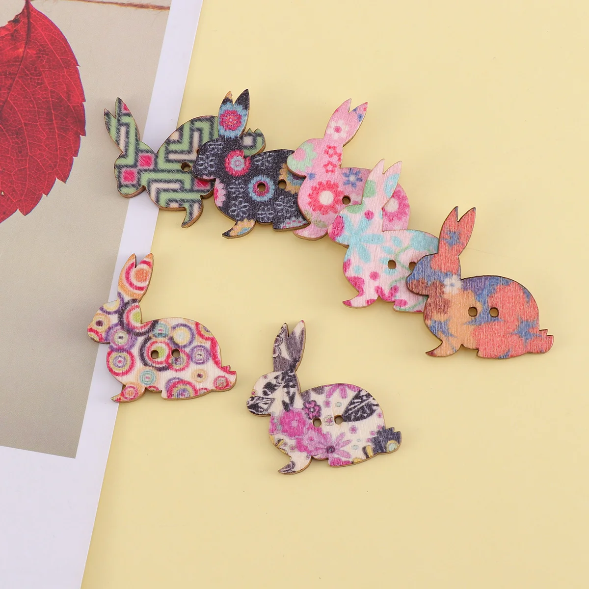 

Buttons Wooden Easter Bunny Sewing Rabbit Craft Colorful Cute Wood Crafts Hole Scrapbook Shaped Eater Embellishment Jackets