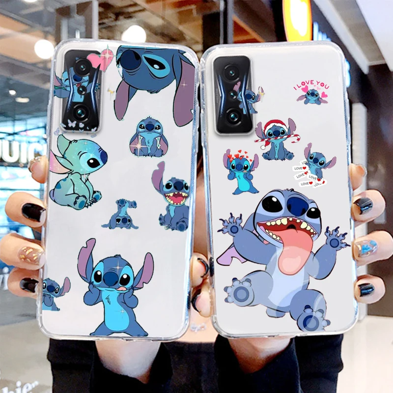 

Disney Monster Stitch Phone Case For Xiaomi Redmi K50 K40 Gaming 10 10C 9AT 9A 9C 9T 8 7A 6A 5 4X Transparent Cover Soft