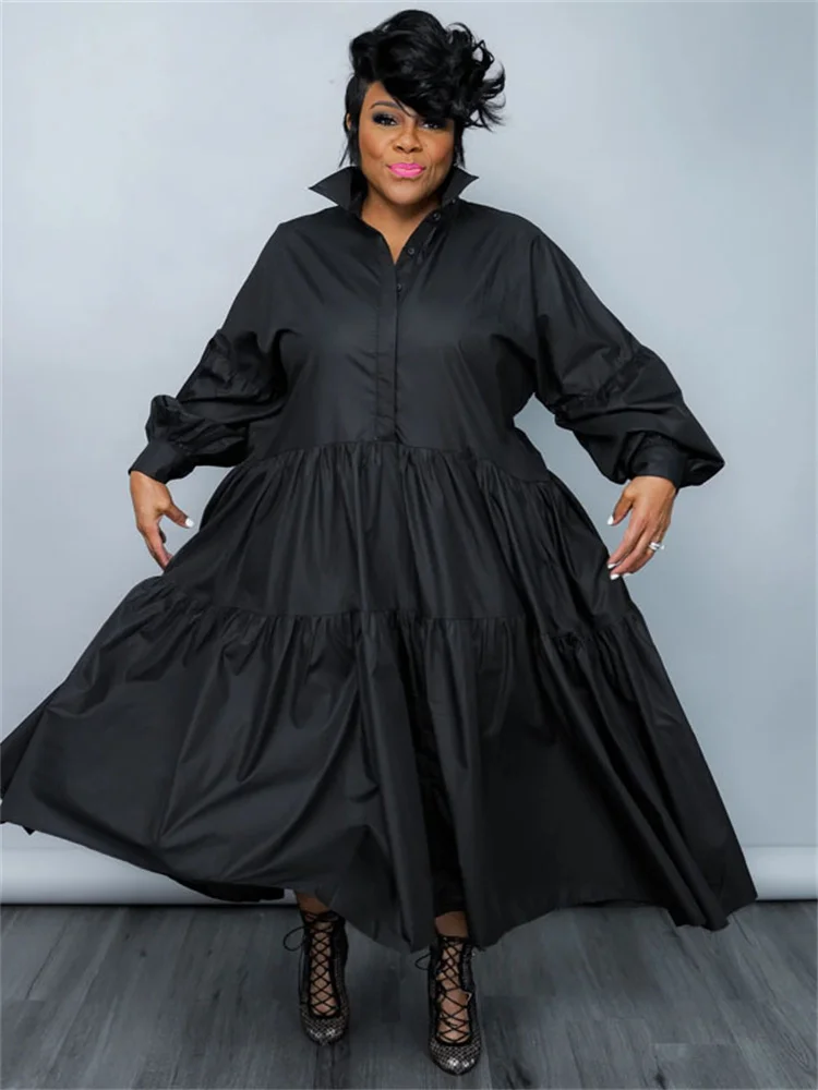 Plus Size Shirt Dresses for Women Clothing Casual Loose Big Swing Maxi Dress Fashion Streetwear Wholes 3xl 4xl 5xl 6xl