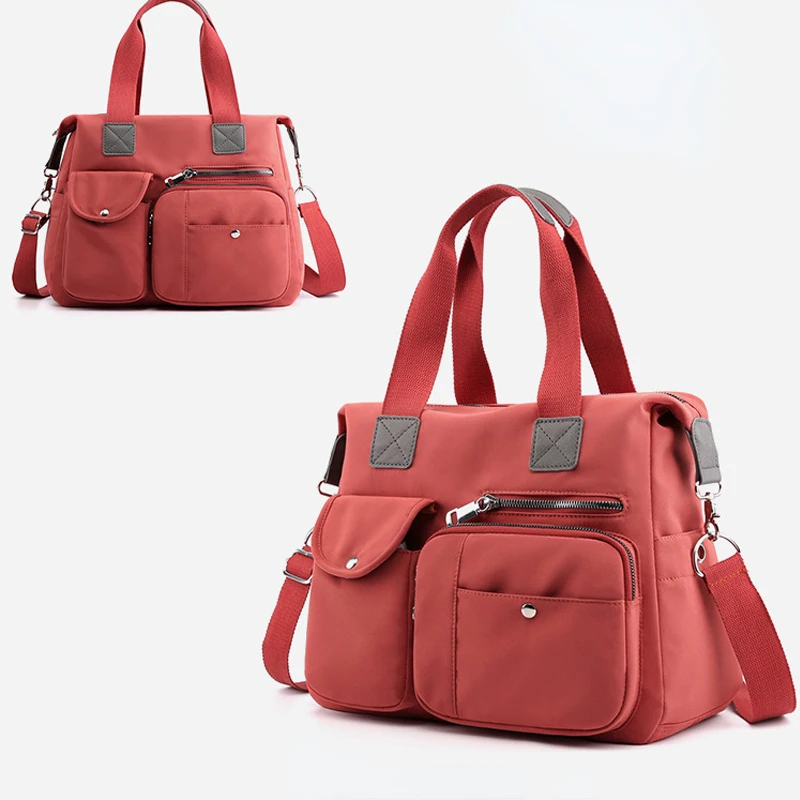 

Однотонная простая женская сумка 2022 в европейском и красивом стиле, сумка на плечо, нейлоновая портативная Вместительная дорожная сумка, ...