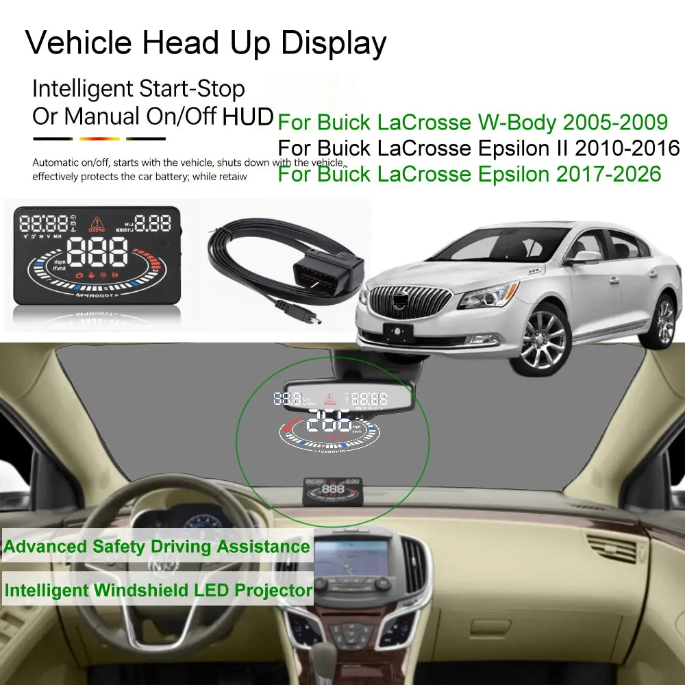 Фото Автомобильный HUD-дисплей (проекционный дисплей) для Buick La Crosse W-Body 2005-2009, Epsilon II 2010-2016, E2XX/P2XX 2017-2026, электронные аксессуары №2