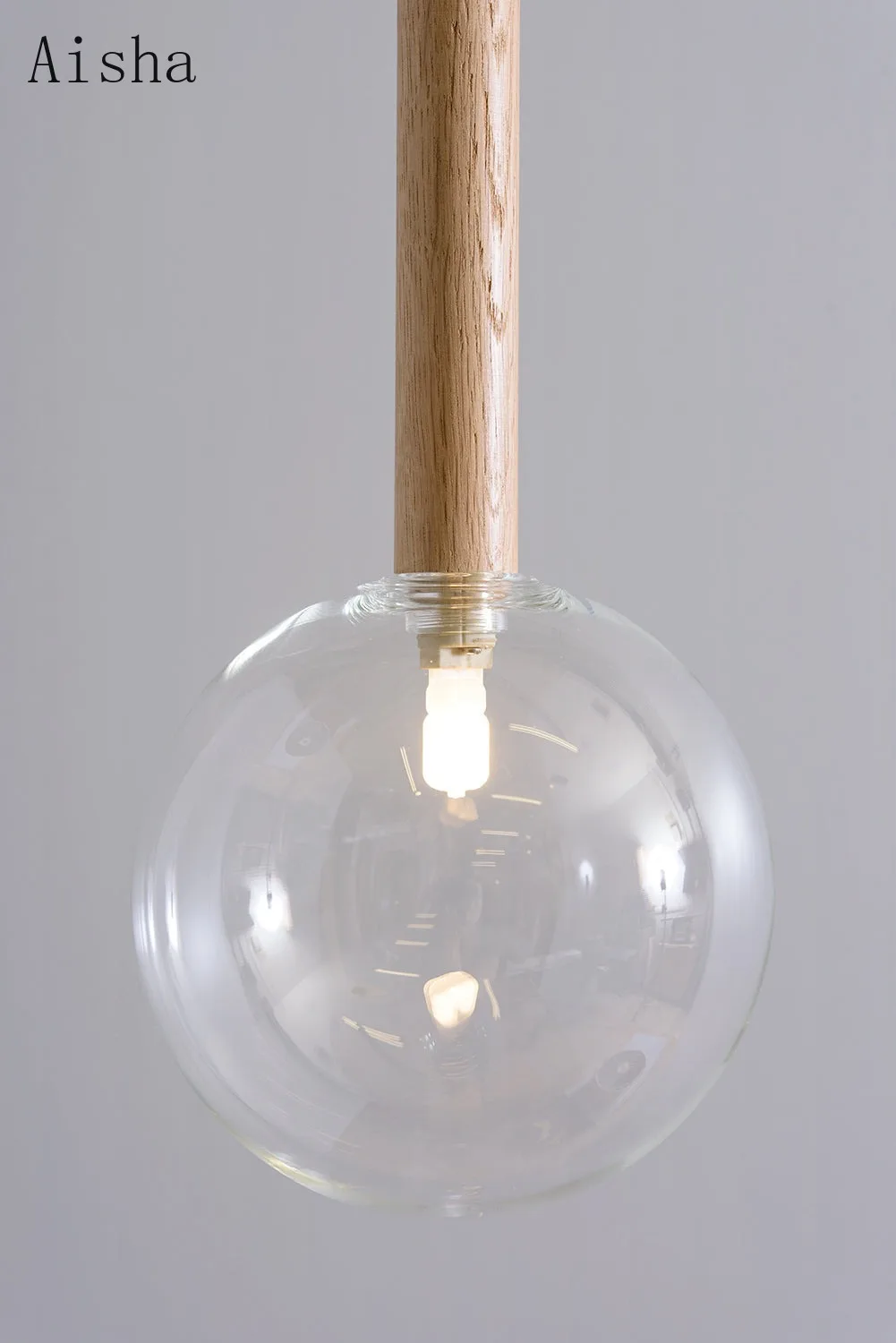 Японский минималистичный деревянный стеклянный подвесной светильник освещение