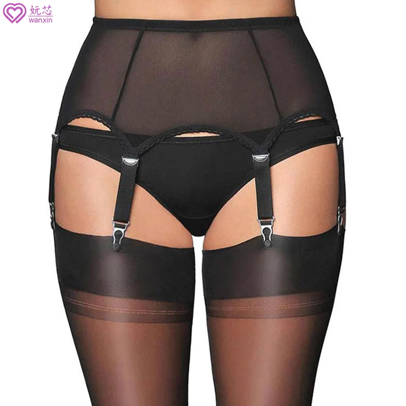

Пояс с подвязками с высокой талией и металлическими пуговицами, сетчатые женские обтягивающие сексуальные трусики большого размера, распр...