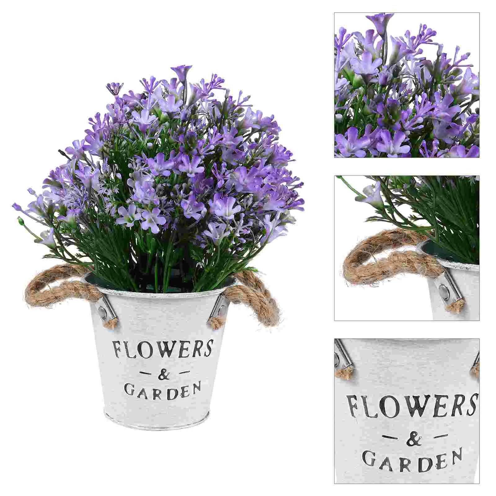 

Plastic Flower Pot Silk Vivid Bonsai Adornment Lavender Artificial Potted Ornament Lifelike Decor