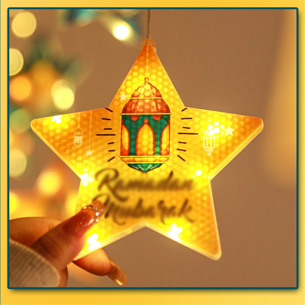 EID Mubarak ramadale Звезда Луна цветные огни струны внутреннее атмосферное украшение