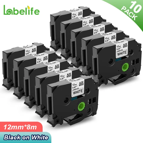 10 шт., лента для этикеток, 12 мм, 231 дюйма, совместима с родственными искусственными деталями, ламинированная самоклеящаяся лента для P Touch H110 D210