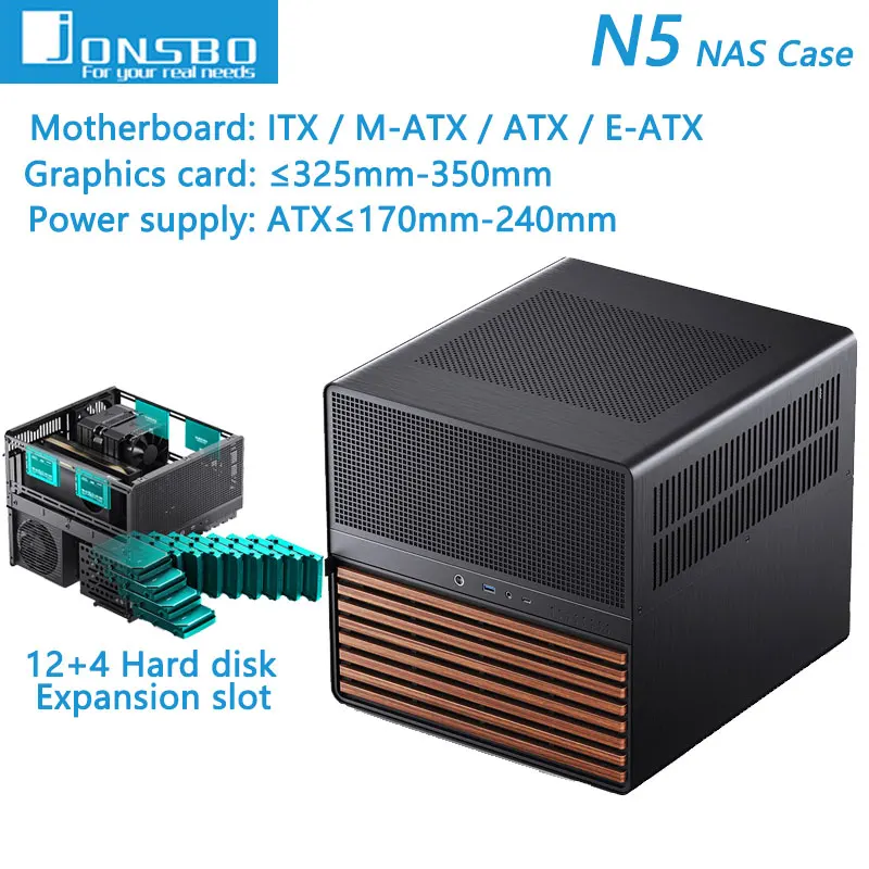 Корпус JONSBO N5 NAS с поддержкой материнских плат ITX/M-ATX/ATX/E-ATX ...