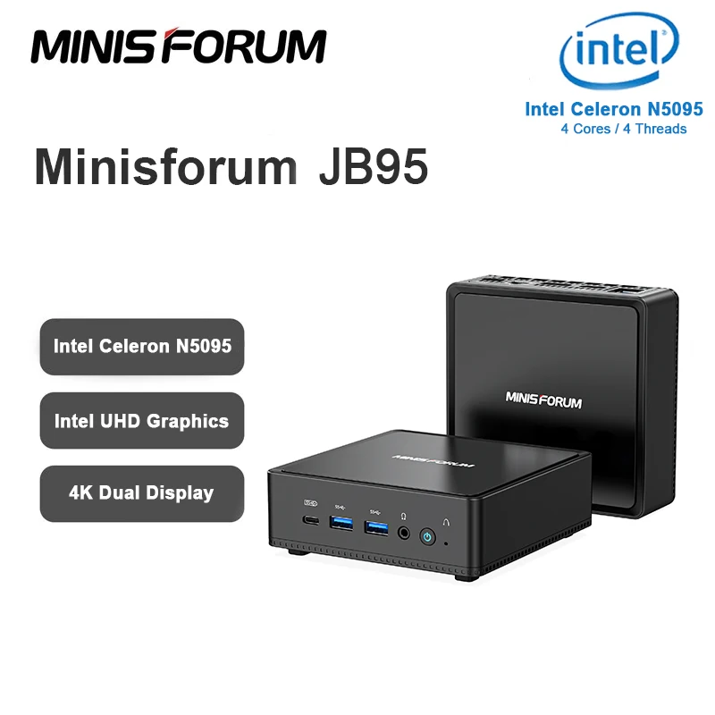 

MINISFORUM JB95 Mini PC Intel Celeron N5095 Windows 11 Pro DDR4 8GB RAM 128GB SSD Quad Cores WIFI HD HDMI Desktop Gaming Mini PC