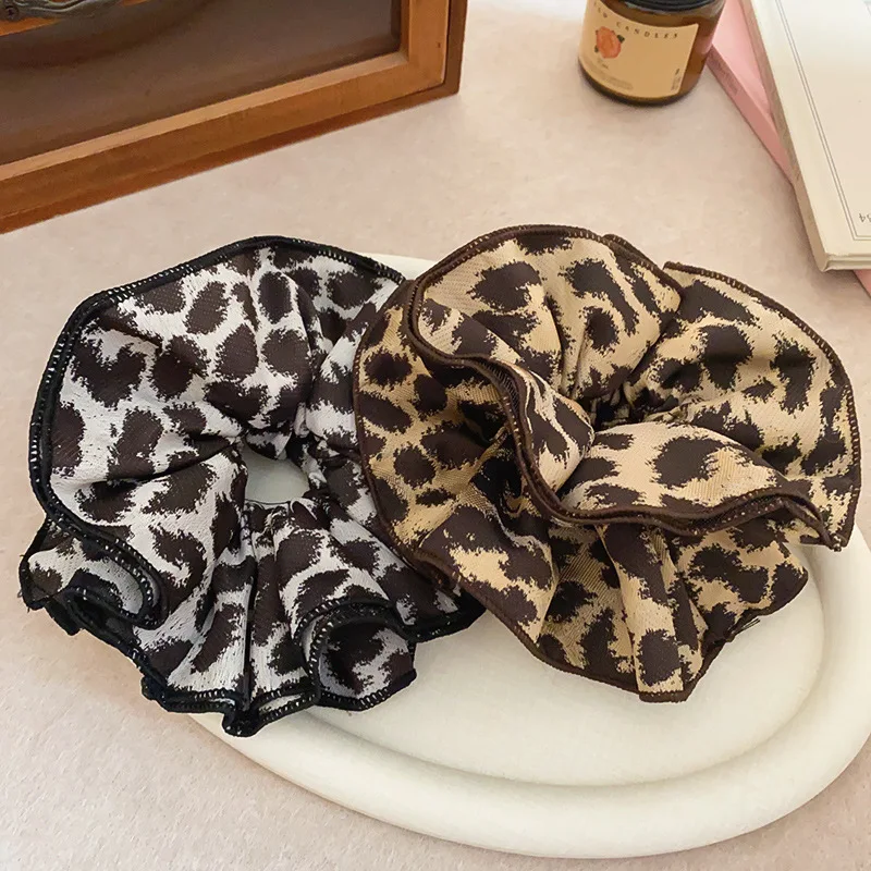 Двухслойная ткань в стиле ретро с леопардовым принтом большая резинка для волос