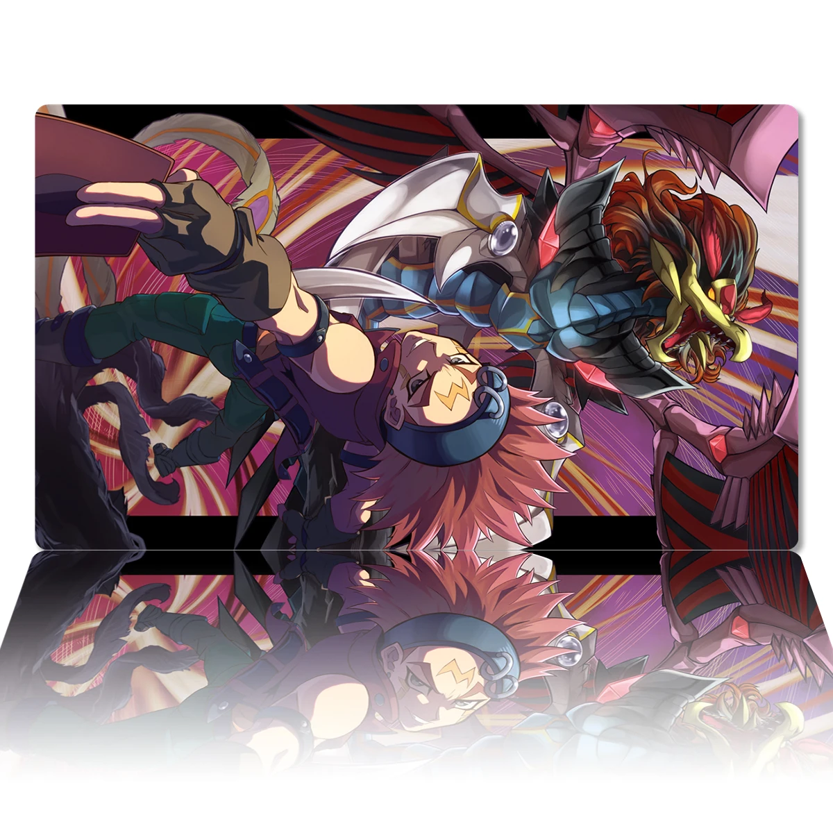 

YuGiOh Playmat Black-Winged Assault Dragon Crow Hogan TCG CCG Trading Card Game Mat Anime Mouse Pad Rubber Desk Mat Zones & Bag