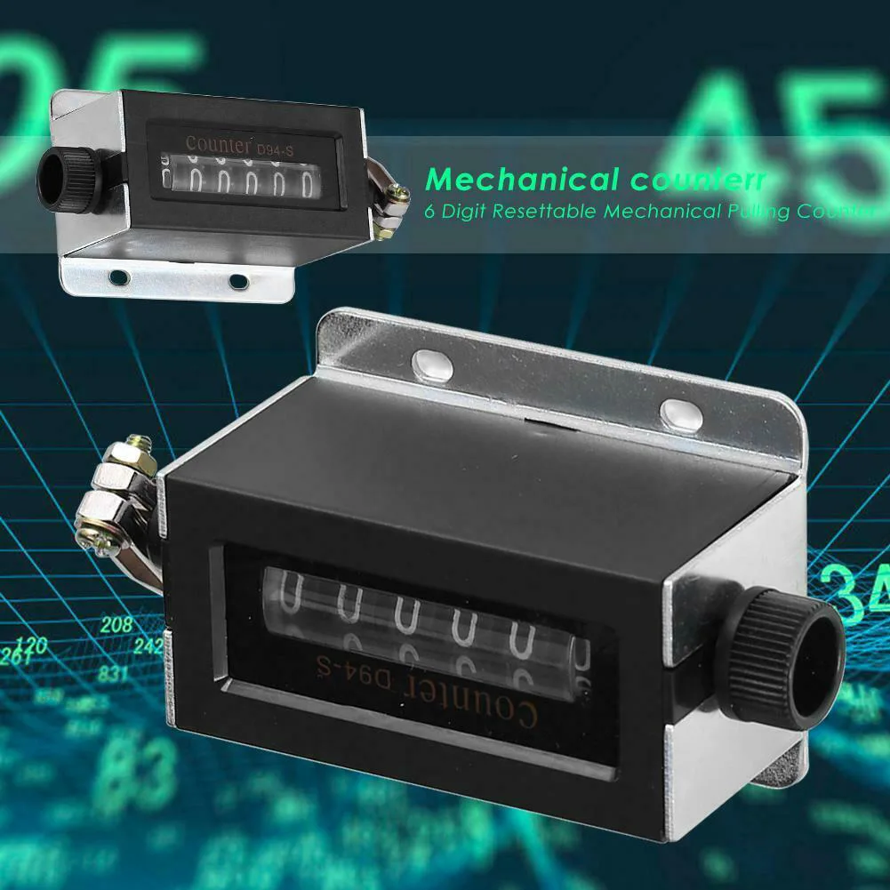 

D94-S 0-999999 6-bit Digit Resettable Mechanical Pulling Tension Digital Rolling Wheel Gauge Meter Roller Hour Counter Measuring
