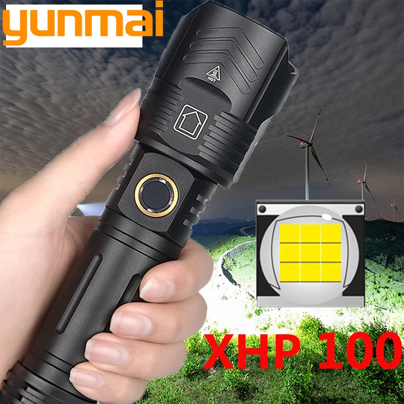 

Led Flashlight XHP100 9 Core High Quality USB Rechargeable Power Bank 18650 26650 Battery Torch Zoomable Aluminum Alloy Lantern