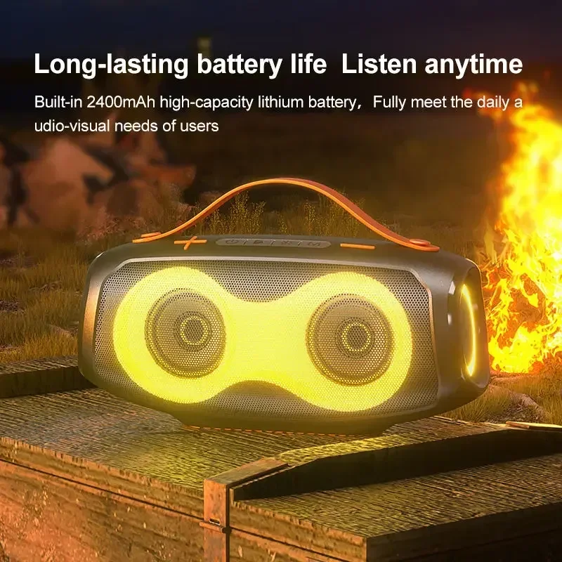 

Уличная портативная разноцветная Bluetooth-Колонка RGB с двумя диафрагмами, Портативная колонка с подсветкой, сабвуфер с музыкой и громкостью