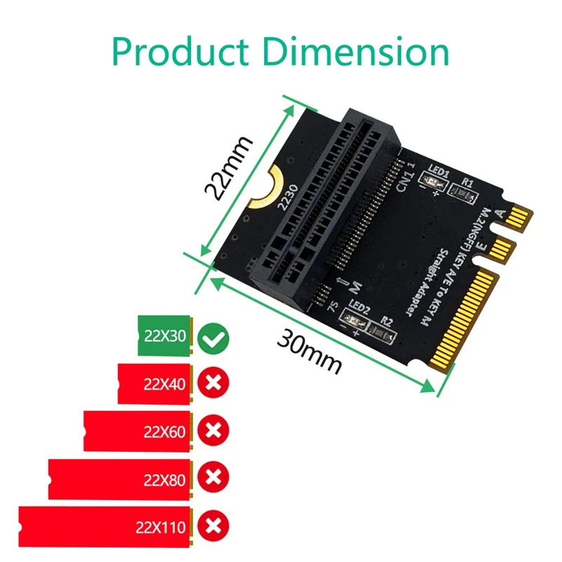 Адаптер M.2 NVME SSD PCIE M2 NGFF ключ M на A/E адаптер вертикальная установка для 2230