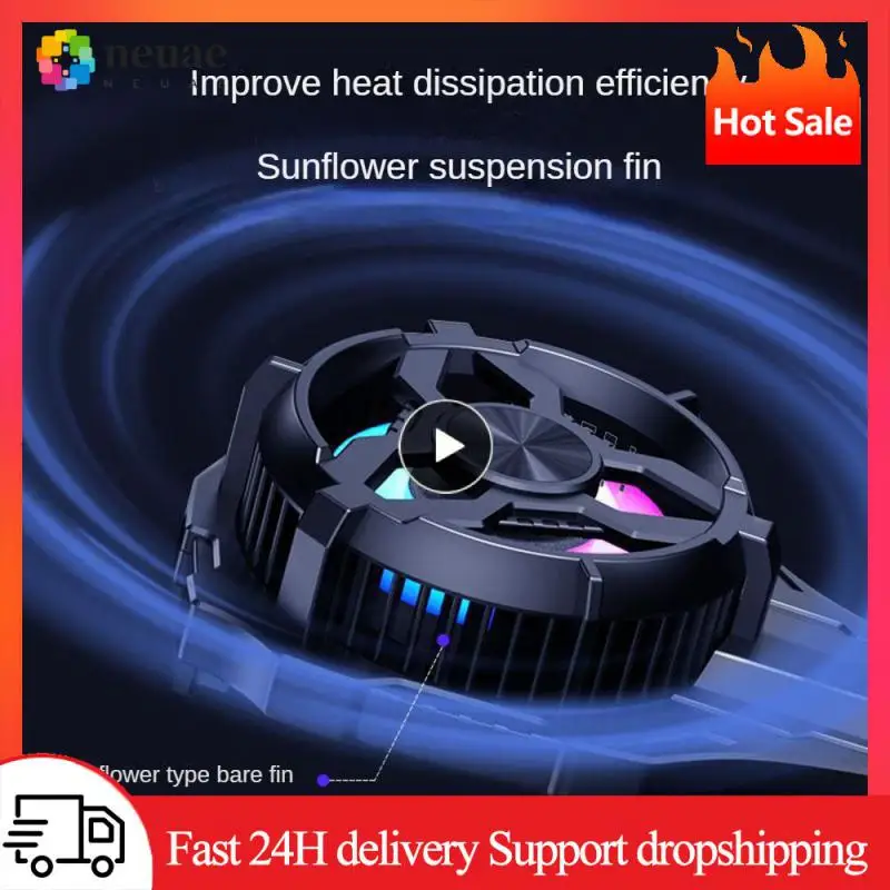 

Heat Dissipation Cooling Clip Portable Smartphone Cooling Fan Dazzling Light Three-sided Suction Cooler Heat Sink Ultra-quiet