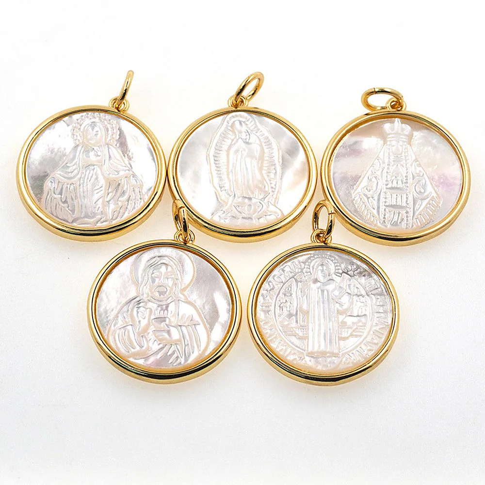 

Vintage Virgin Mary Jesus Shell Charms Pendant Christian Religious Prayer Men Women Fashion Necklace Jewelry Making Accessories