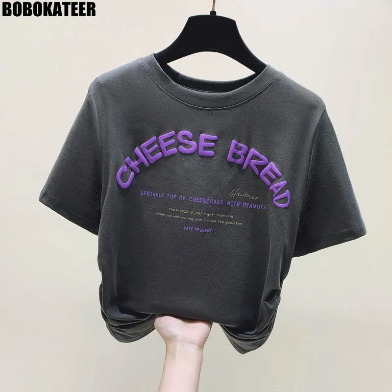 

BOBOKATTER футболка женский, Летняя топы женские, женская одежда, футболка с принтом, эластичный ремонт футболка, Футболки с коротким рукавом, футболка женская хлопок, майка женская Чёрный 2023 новинка хит