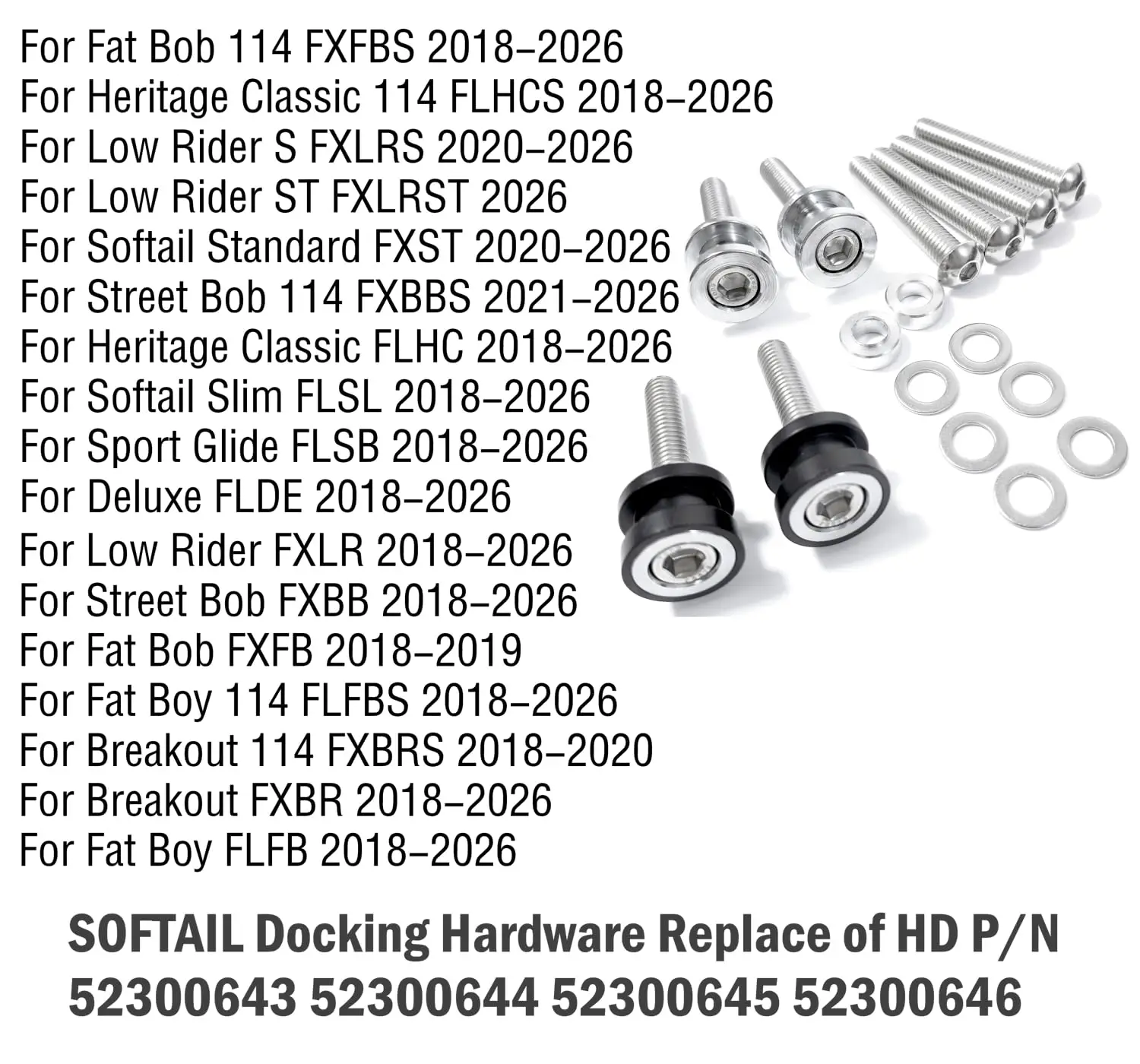 Фото Комплекты крепежных болтов для сиденья Sissy Bar для Harley 2018-2026 Fat Boy 114 FXFBS Street Bob 114 FXBBS Low Rider ST FXLRST №4