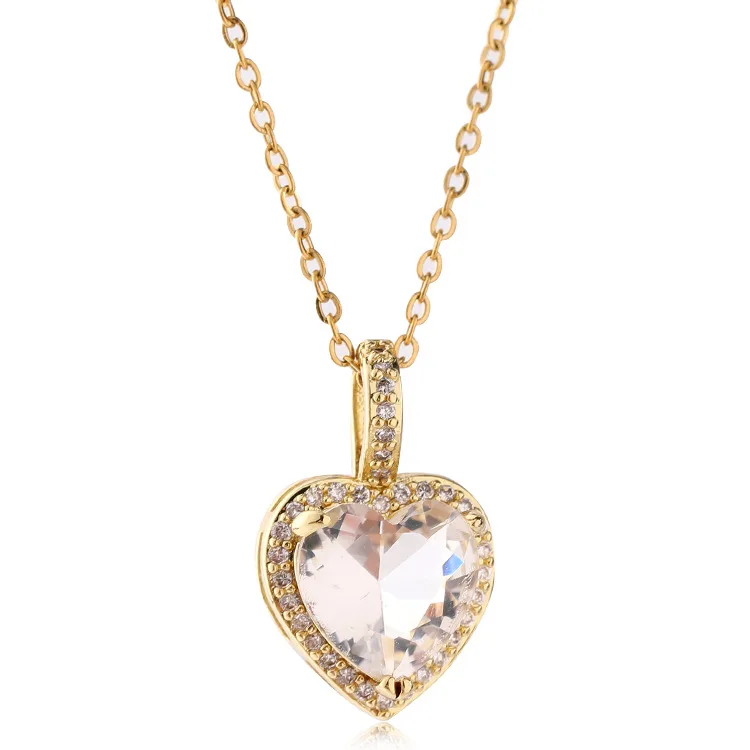 

Women's Jewelry Micro-inlaid Zircon Electroplated Real Gold Geometric Pendant Clavicle Chain Love Necklace