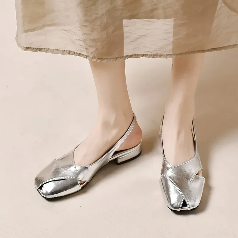 2024 летняя новая женская обувь с квадратным носком модный дизайн повседневные