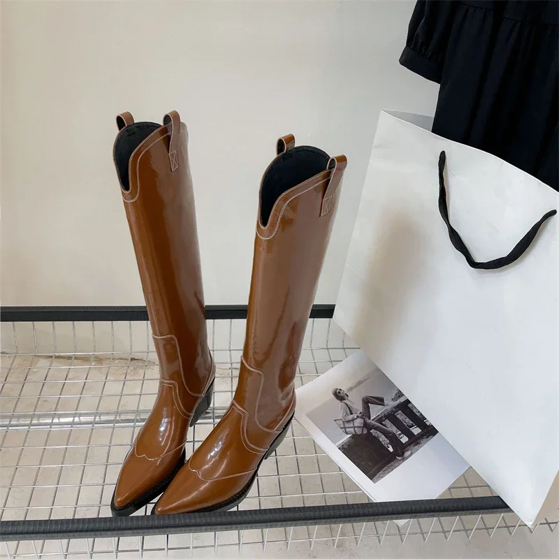 Винтажные женские сапоги до колена новая зимняя повседневная женская обувь