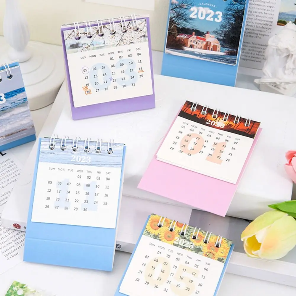 

2023 Fashion Calendar Planner Agenda Organizer Mini Desktop Standing Calendar Coil Calendar Oficina Student Daily Calendario